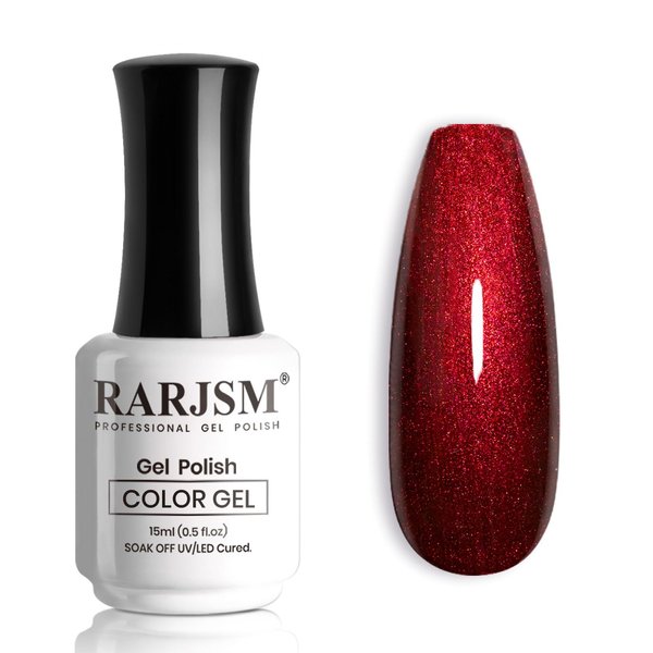 RARJSM Chameleon Gel Nail Polish Black to Red Multichrome Chameleon Color Changing Glitter Chrome Gel Polish Curing Requires Sparkle Shimmer Nail Gel Varnish Soak Off DIY at Home Salon 15ml