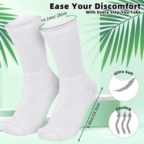 Silicherry 4 Pairs Cotton Soft Eczema Socks Hydrating Socks Moisturizing Therapy Cotton Socks Eczema Relief for Adult Wet Wrap Non Itch Soft Feet Treatment (White)