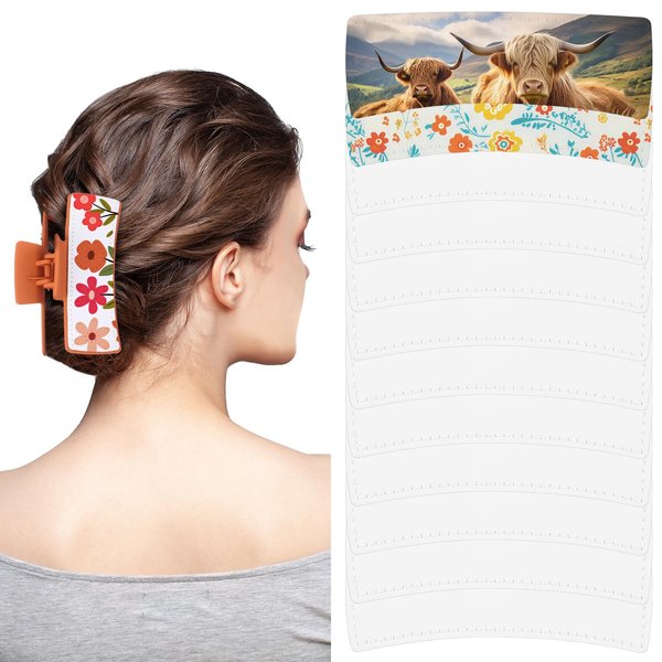 Moucuny 20 Pcs Hair Claw Clips Cover Sublimation Blanks for 4, 4.1 and 4.2 hair Clips, Sublimation Hair Claw Clips Cover Blanks, PU Leather Sublimation Blanks for Hair Clips and Claw Clips