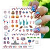 8 Sheets 4th of July Nail Stickers Self-Adhesive American Flag Independence Day Nail Decals Patriotic Nail Art Stickers Eagle Fireworks Heart Stars Nail Design Nail Art Supplies for Women Nail Decor