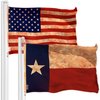 G128 Combo Pack: American USA Tea-Stained Flag 3x5 Ft & Texas Tea-Stained Flag 3x5 Ft | Both LiteWeave Pro Series Printed 300D Polyester, Brass Grommets