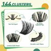 DIY Lash Extension Kit KEYYOU 144pcs Lash Clusters Eyelash Extension Kit with Mascara Brush Bond and Seal Lash Glue Remover Lash Applicators Lash Brush Clean Pad for DIY Lash Extensions (Y02 Kit)