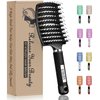 KTKUDY Detangling Brush Boar Bristles Hair Brush Make Hair Shiny & Healthier Curved and Vented Detangler Brush for Women Men Kids Wet & Dry Hair (Black)