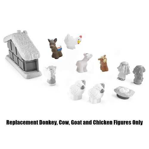 Replacement Parts for Little-People Christmas Nativity Playset - Replacement Donkey, Cow, Goat and Chicken ~ Works with FPT07, DPX53, J2404 and Many Other Sets