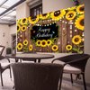 Sunflower Happy Birthday Party Decorations Rustic Wood Photography Butterfly Sunflower backdrop Banner Background for Indoor Outdoor Birthday Party Baby Shower Decor Supplies