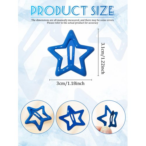 52PCS Star Hair Clips for Girls, CYHYII Star Snap Hair Clips Non-slip Hair Barrettes Silver Metal Colorful Cute Hairpins Hair Accessories for Women Kids Teens