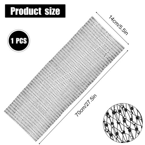 NQEUEPN Rhinestone Head Scarf, Black Glitter Crystal Mesh Headband Elastic Wide Head Wraps Diamond Sparkly Headpiece Party Nightclub Costume Hair Accessories for Women Girls