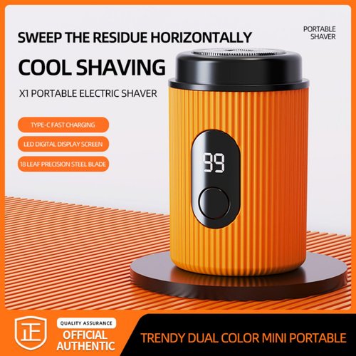 Mini Electric Shaver - Type-C Fast Charging, LED Digital Display, 18 Precision Steel Blades, Trendy Dual Color Mini Design,Portable Powerful Waterproof Electric Razor (Black)