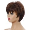 MIUXIU Ladies Brown Short Fluffy Layered Nature Side Part Wigs Blonde Short Straight Wigs for Women Hair Heat Resistant Full Wigs Short Layer bangs Hair (Brown)