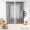 MISS SELECTEX Linen Look Pom Pom Tasseled Sheer Curtains - Rod Pocket Voile Semi-Sheer Curtains for Living and Bedroom, Set of 2 Curtain Panels (52 x 95 inch, Dark Grey)