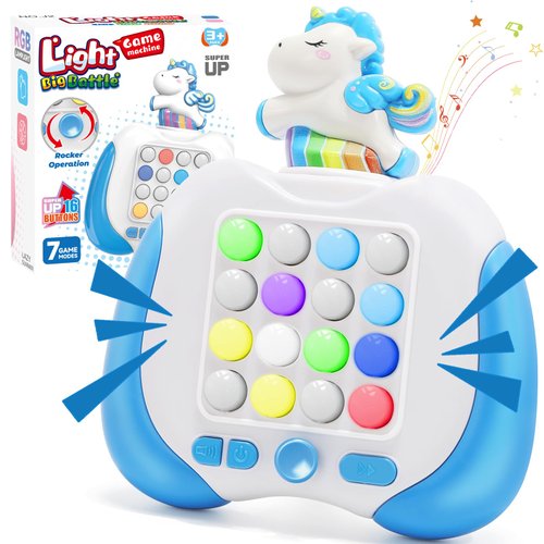 Hydrathy Quick Push Fidget Toys, Handheld Game for Kids 3-12 with 7 Game Mode, Fast Push LED Buttons Light Battle Game, Travel Games Xmas Birthday Gifts for Boys Girls Teens Adults (Unicorn-Blue)