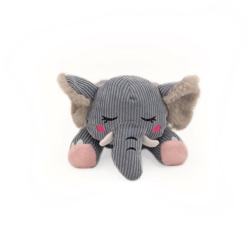 ZippyPaws Snooziez with Shhhqueaker - Elephant Dog Toy with Silent Squeakers, Quiet Puppy Toys for Boy and Girl Dogs, Small Plush Dog Gifts