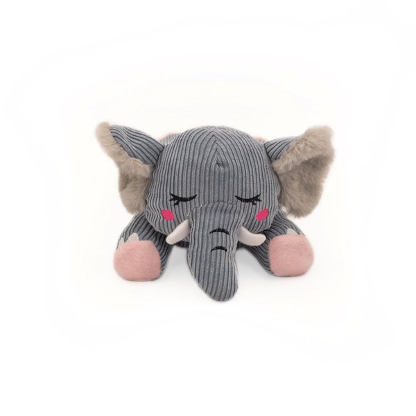 ZippyPaws Snooziez with Shhhqueaker - Elephant Dog Toy with Silent Squeakers, Quiet Puppy Toys for Boy and Girl Dogs, Small Plush Dog Gifts