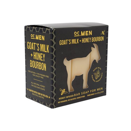 Olivia Care Men Goat's Milk + Honey Bourbon, Honey Infused Bar Soap For Men All Natural Made in the USA
