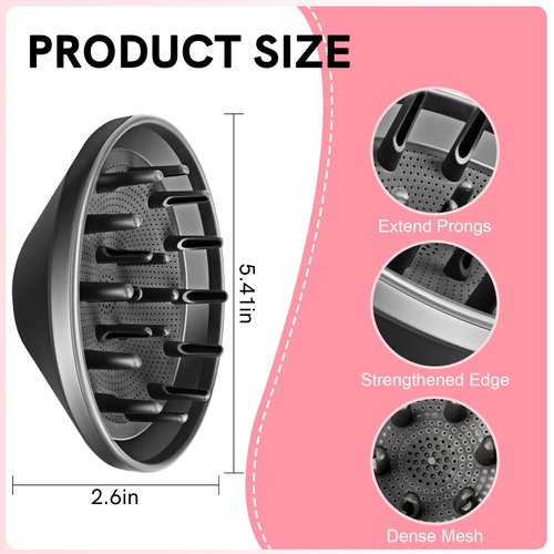Diffuser Nozzle for Dyson Airwrap Styler, Diffuser Attachment And Adaptor for Dyson Hair Dryer, Air Wrap Curly Hair Diffuser Hair Dryer, Black