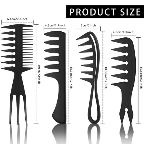 Aphrordity 4 Pcs Styling Comb for Men Pompadour Hairstyling Wide Tooth Comb for Curly Hair Slicked Back Hair Comb for Men Saloon Professional Hairstyle Comb
