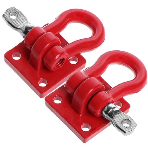 ShareGoo Metal RC Crawler Trailer Tow Hook Hooks Buckle Winch Shackles RC Decorations Accessories Compatible with 1/10 Scale RC Crawler Truck TRX4 D90 SCX10 Climbing Car (Red)