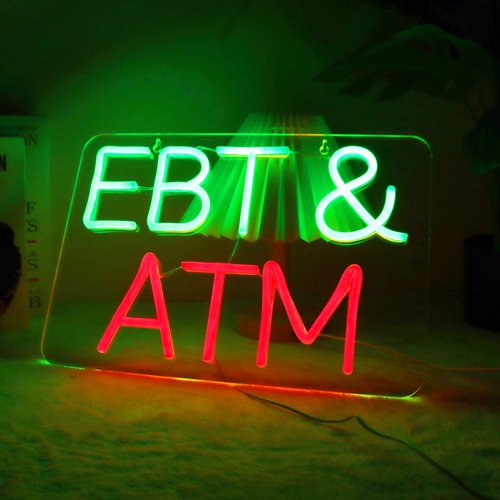 JFLLamp EBT&ATM Neon Signs for Wall Decor Neon Lights for Business Led Signs Suitable for Convenience Stores Supermarkets restaurant Office Bar Pub 5V Power Adapter 17.3 * 10.2 Inch(Green+ Red)