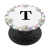 Cell Phone Pop Out Holder,Floral White Daisy Flower Letter T PopSockets Grip and Stand for Phones and Tablets