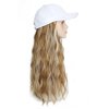 Yunkang Baseball Cap Wig Long Natural Wavy Hair Extensions With White Hat Heat Resistant Synthetic Fiber Hairpieces Adjustable Wig for Women Girls (W-M Blonde honey blonde)