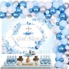 Cheereveal Baptism Party Decorations for Boys Blue, God Bless Party Decorations Blue and Silver Balloon Garland Kit with Backdrop Cross Foil Balloon for First Communion Confirmation Party Supplies