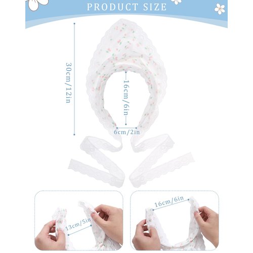 HAIMEIKANG Hair Scarf Bandana Handband for Women - 3Pcs Chiffon Head Scarf for Women's Hair, Non Slip Lace Triangle Kerchief Women’s Hair Bands (Fruits Pattern)