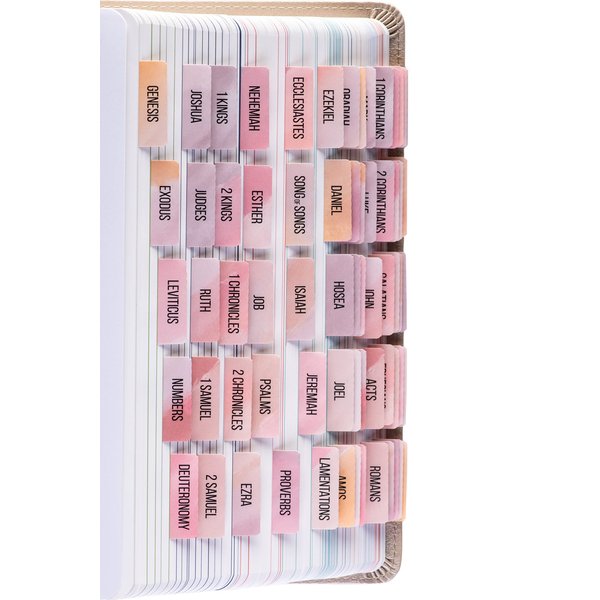 DiverseBee Laminated Bible Tabs (Large Print, Easy to Read), Bible Journaling Supplies, Bible Book Tabs, Christian Gift, 66 Bible Tabs Old and New Testament, Includes 11 Blank Tabs (Boho)