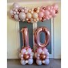 Rose Gold 10 Number Balloons, 40 Inch Giant Number 10 Balloons Foil Mylar Helium Rose Gold Number Balloons for 10th Birthday Party Supplies Anniversary Event Celebration Decorations