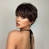 Mystylecos Black-brown Wig With Bangs Synthetic Wigs For Black Women Natural Wave Short Wigs for Women