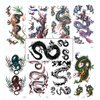 Assorted 9 Sheets Temporary Dragon Tattoos Chinese Character Waterproof Stickers for Kids Men Party Favors