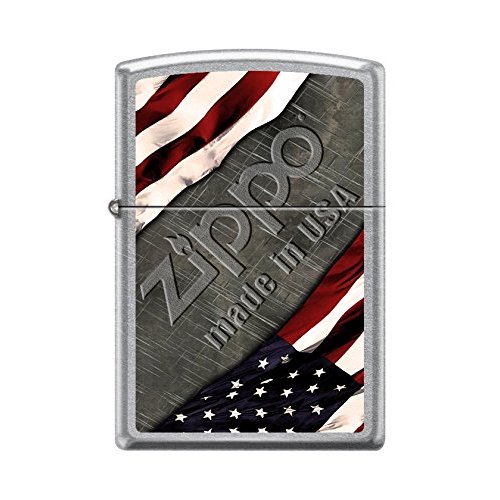 Zippo USA Flag-Made in USA Street Chrome Finish Lighter, 1276