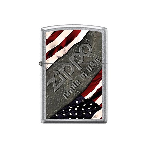 Zippo USA Flag-Made in USA Street Chrome Finish Lighter, 1276