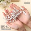 Easedaily Leaf Bride Wedding Hair Comb Silver Pearl Bridal Hair Piece Hair Accessories for Women and Girls