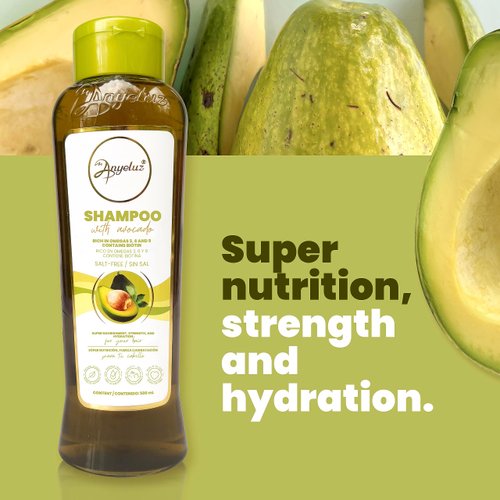 Anyeluz Avocado Moisturizing Shampoo | Enriched with Omega 3, 6, 9, and Biotin | Repairs and Protects Damaged Hair Fibers | Enhances Hair Shine and Guards Against Sun Damage