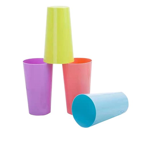 4 PCS Plastic Reusable Drinking Cup, BPA Free Stackable Water Tumblers, Dishwasher Safe Cups, Assorted Colored Cups - Great Plastic Cups for Kids - Party & Picnic Party Kitchen Unbreakable