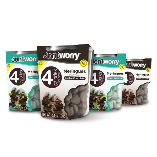 Don't Worry Meringue Cookies Keto Friendly | Chocolate Filled & Mint | 4 Pack | Only 4 Calories per Piece! | Healthy Candy, Gluten Free Snacks, Low Carb, Low Sugar, Low Calories