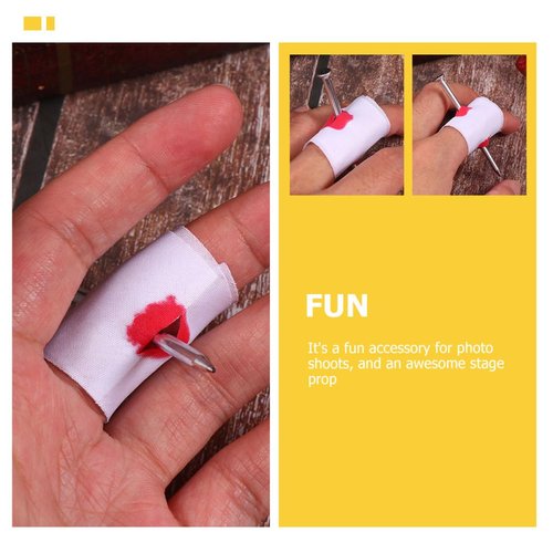 CIYODO 25pcs Finger Nail Halloween Trick Nail in Finger Novelty Fun Joke Prank Halloween Decor Trick Prank Prop Fake Nail Through Finger Halloween Prop Plastic False Nails White