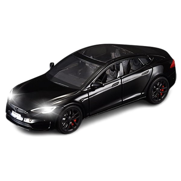 1/24 Model S Toy Cars Alloy Diecast Model Car, Pull Back Model S Model Car with Light, Diecast Model S Car Model Toy Suitable for Kids Adults Birthday Gift (Black)