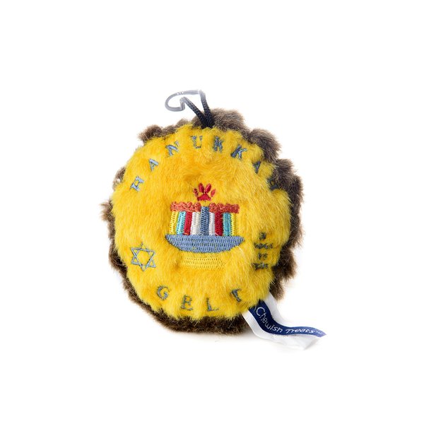 Copa Judaica Chewish Treat 3.5 by 3.5-Inch Hannukkah Gelt Squeaker Plush Dog Toy, Small, Multicolor