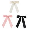 3pcs Ribbon bow Hair Clips Hair Accessories for girls and women in fashion style French barrette with Silky Satin (pink,white,black) for Thick or Thin hair