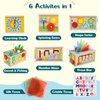 Ancaixin 6-in-1 Montessori Tissue Box Toy for 6+ Months Baby, Wooden Activity Cube, Puzzles 12-18 Months, Perfect 1 Year Old Girl Boy Gifts, Sensory Toys for Toddlers 1-3, Baby 1st Birthday Gift
