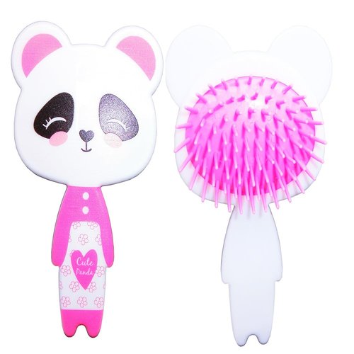 Artkingdome 5.3'' Cute Panda Handle Comb Toddler Hair Brush Detangling Anti-static Soft Massage for Kid's Curly Straight Wet Dry Hair brushes Hair Combs Gift Pink