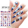 ROFIBUT 4th of July Nail Art Stickers 3D Self-Adhesive Independence Day Nail Decals Patriotic American Flag Flame Design Nail Stickers Butterfly Blue Red Star Nail Art Supplies for Women 6 Sheets