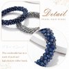 Fashey Pearl Hair Ties Rhinestone Ponytail Holder 3 Pcs Bead Set Hair Scrunchies Elastic Hair Bands Hair Accessories for Women and Girls (blue,green,dark blue)