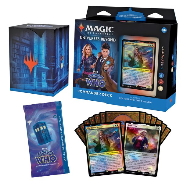 Magic The Gathering Doctor Who Commander Deck – Timey-Wimey (100-Card Deck, 2-Card Collector Booster Sample Pack + Accessories)