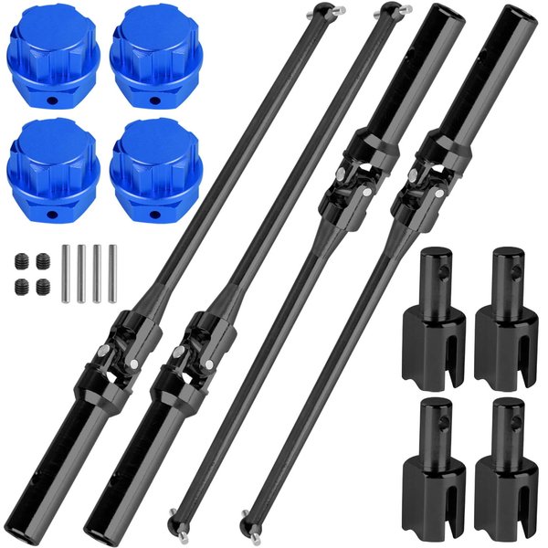 BRCatWPark RC Drive Shaft Axles & Diff Outdrive Upgrades Part for 1/5 KRATON 8S BLX/Outcast 8S BLX,4PCS Front Rear CVD Driveshaft w/Wheel Hex Nuts Hop Ups,Black & Navy Blue