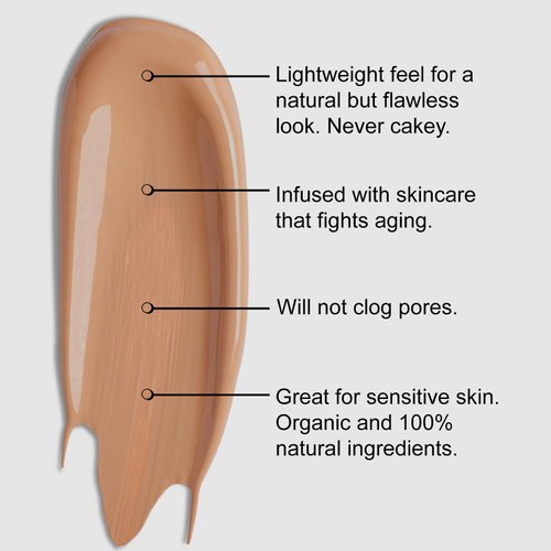 BaeBlu Organic Aloe-Based LUX Liquid Foundation, Natural Vegan Gluten-Free Made in USA, Cinnamon