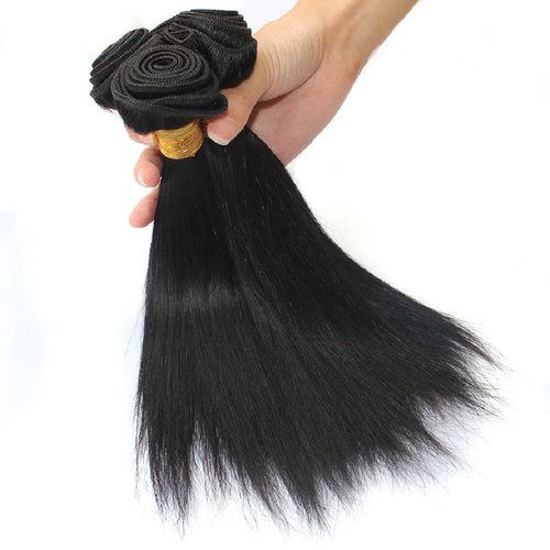 Straight Human Hair 3 Bundles 10 10 10 Inch Short Virgin Hair Weave Bundles Human Hair Straight Bundles for Women Human Hair Bundles Remy Weft Hair Extensions Natural Black Straight Bundles Hair