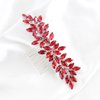 Brihasory Luxurious Wedding Hair Comb Full Rhinestones Bride Hair Accessories for Party Prom Bridal Side Hair Combs for Women Bride Girls Hair Decoration(Red)