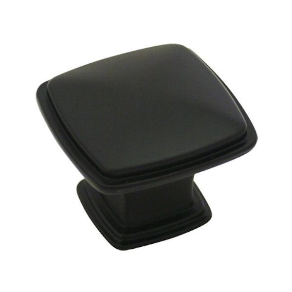 Cosmas 10 Pack 4391FB Flat Black Modern Cabinet Hardware Knob - 1-1/4" Inch Square